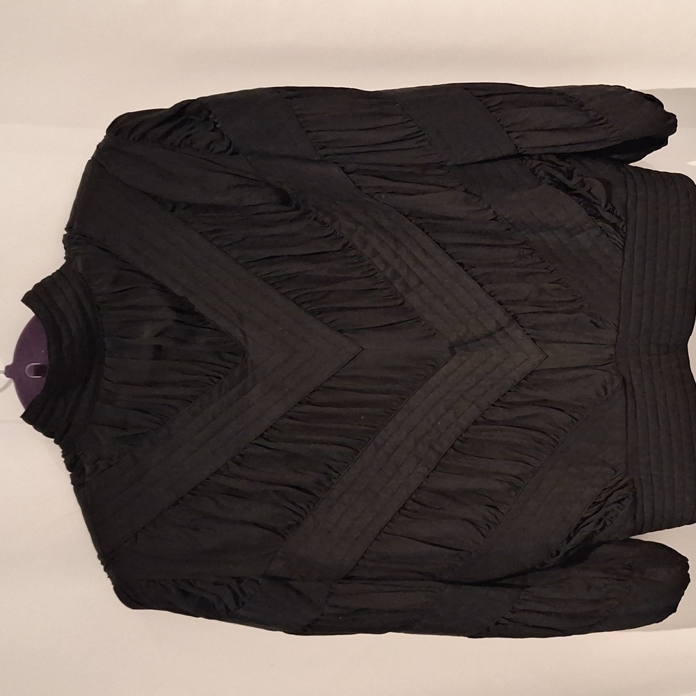 EJ Harper Black 100% Silk Patterned Patchwork Button Up Jacket Size S - Picture 5 of 9